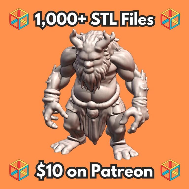 28mm DND Fantasy Mini Ferocious Minotaur Beast with Horns MineeForm FDM 3D Print STL File