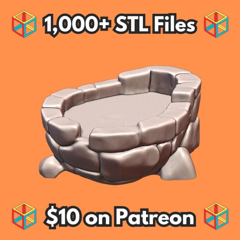 28mm DND Fantasy Terrain Rustic Stone Bath Water Basin MineeForm FDM 3D Print STL File