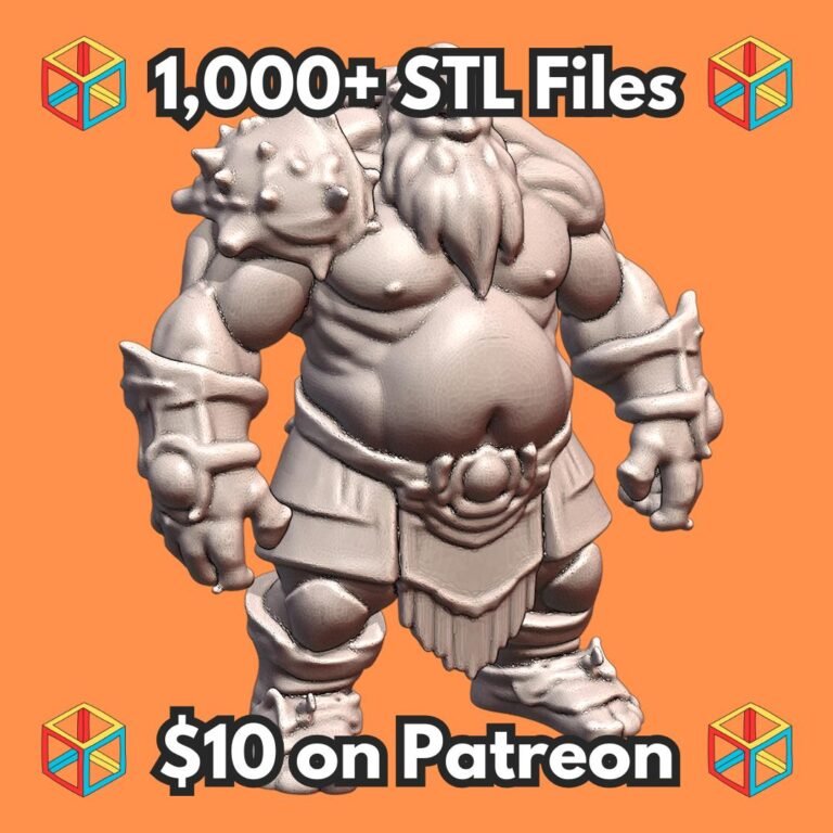 28mm DND Fat Barbarian Defender with Spiked Armor MineeForm FDM 3D Print STL File