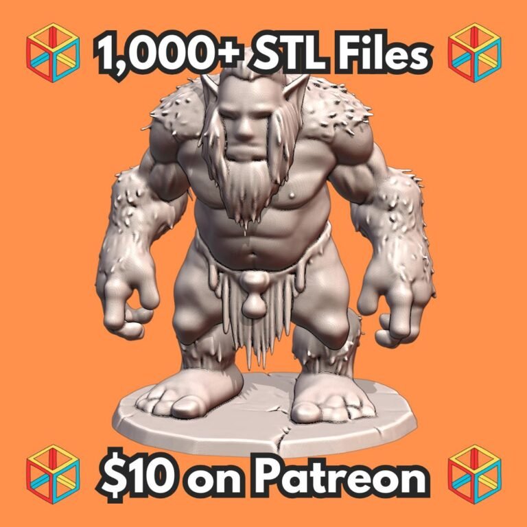 28mm DND Fierce Forest Troll Fantasy Miniature MineeForm FDM 3D Print STL File