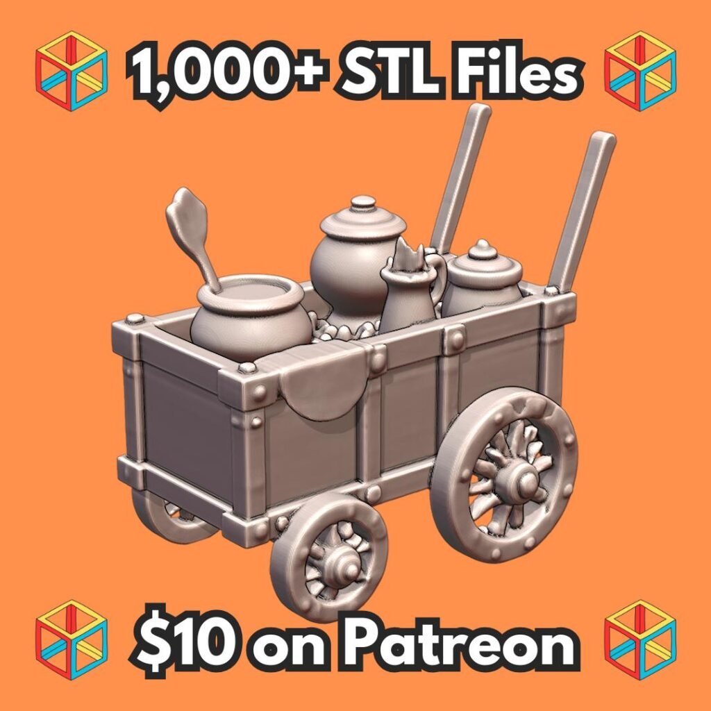 28mm DND Food Vendor Merchant Cart for Fantasy Marketplace MineeForm FDM 3D Print STL File