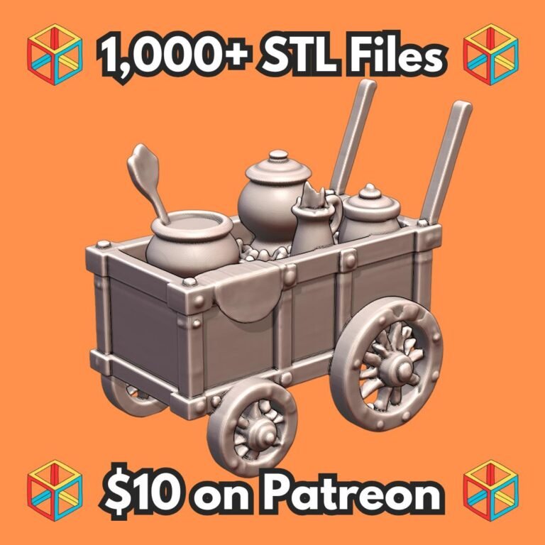 28mm DND Food Vendor Merchant Cart for Fantasy Marketplace MineeForm FDM 3D Print STL File