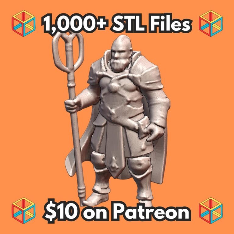 28mm DND Heavy Armored Cleric with Staff Fantasy Miniature MineeForm FDM 3D Print STL File