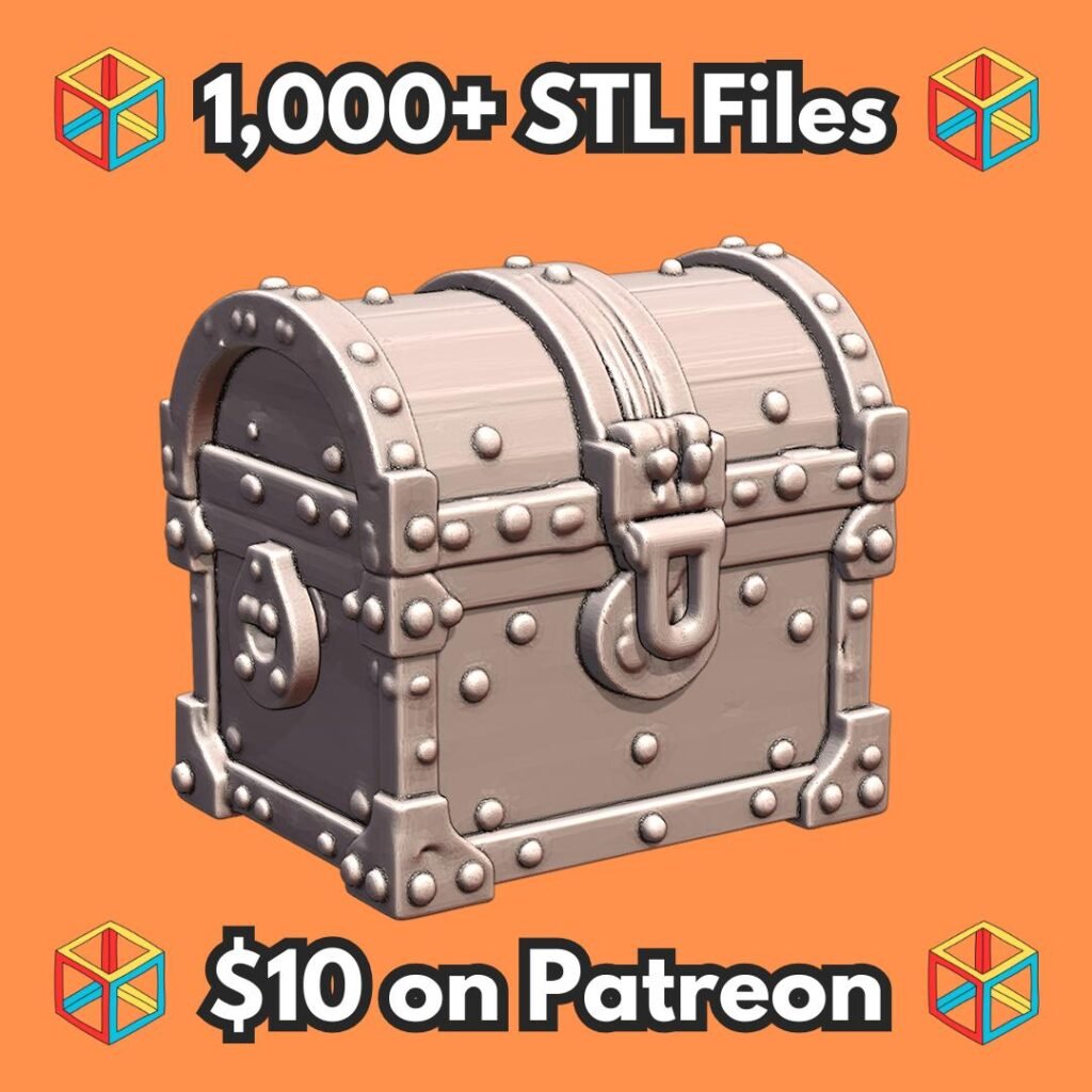 28mm DND Ironbound Treasure Chest for RPG Terrain MineeForm FDM 3D Print STL File