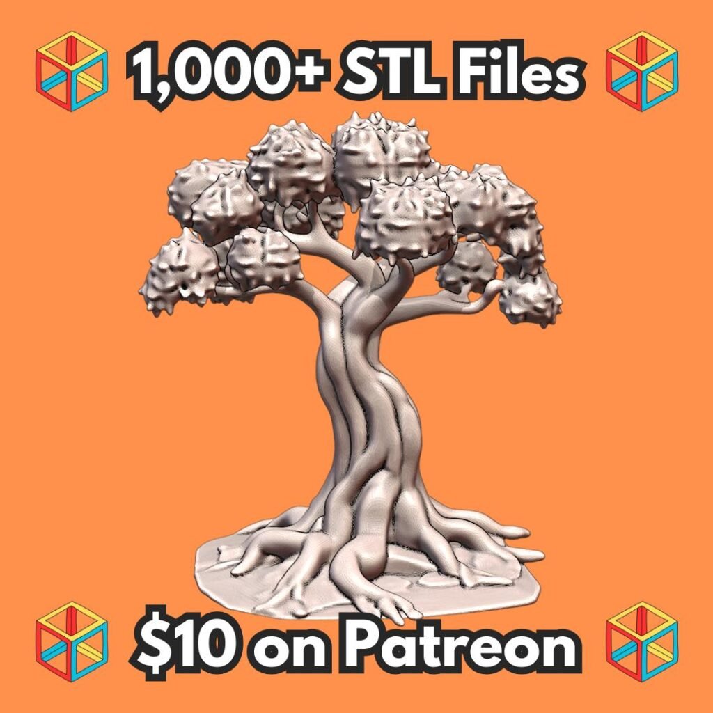 28mm DND Majestic Curvy Puffy Twisted Tree Landscape Piece MineeForm FDM 3D Print STL File