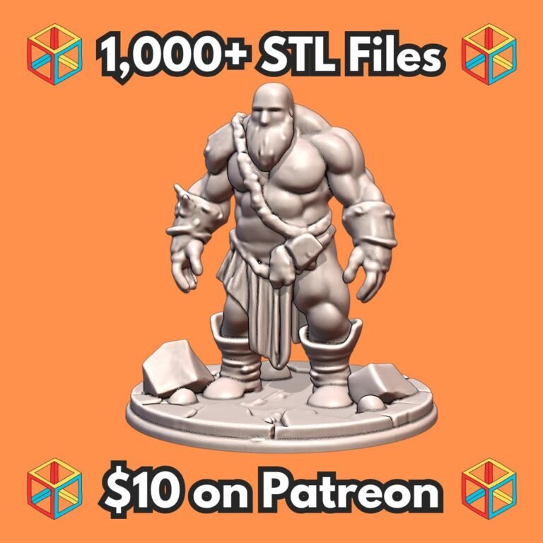 28mm DND Mighty Giant Bearded Barbarian Sturdy Warrior MineeForm FDM 3D Print STL File