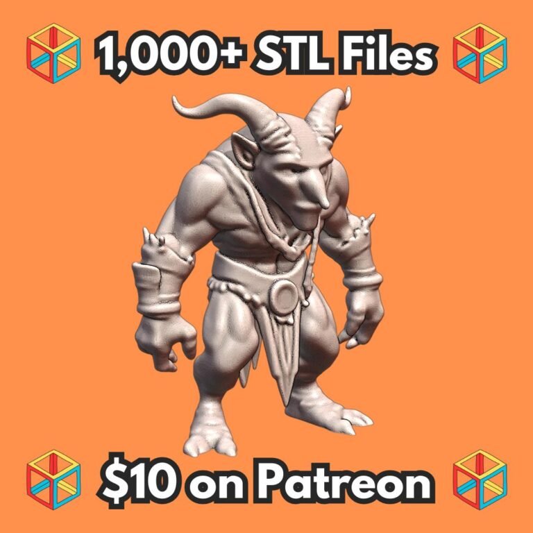 28mm DND Minotaur-Like Goblin Warrior Fantasy Miniature MineeForm FDM 3D Print STL File