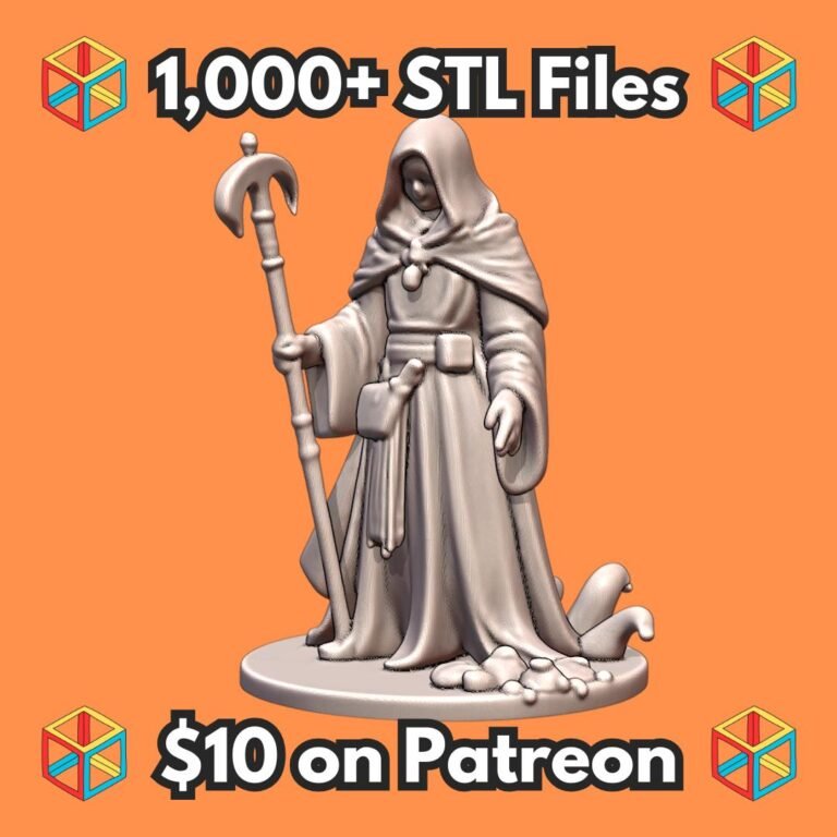 28mm DND Mysterious Faceless Sorcerer of the Dark Forest MineeForm FDM 3D Print STL File