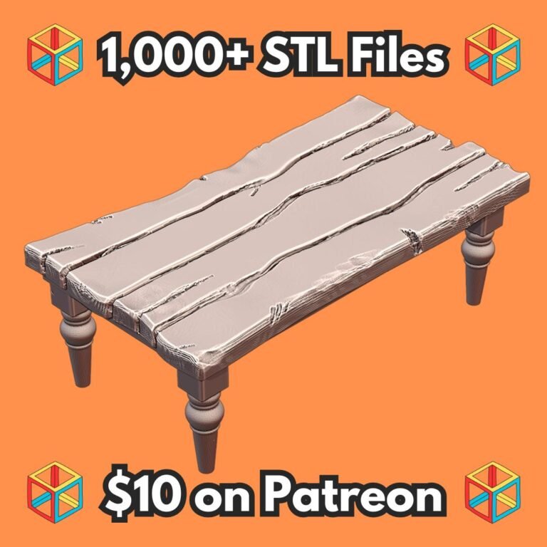 28mm DND Old Wooden Table Tavern Terrain Miniature MineeForm FDM 3D Print STL File