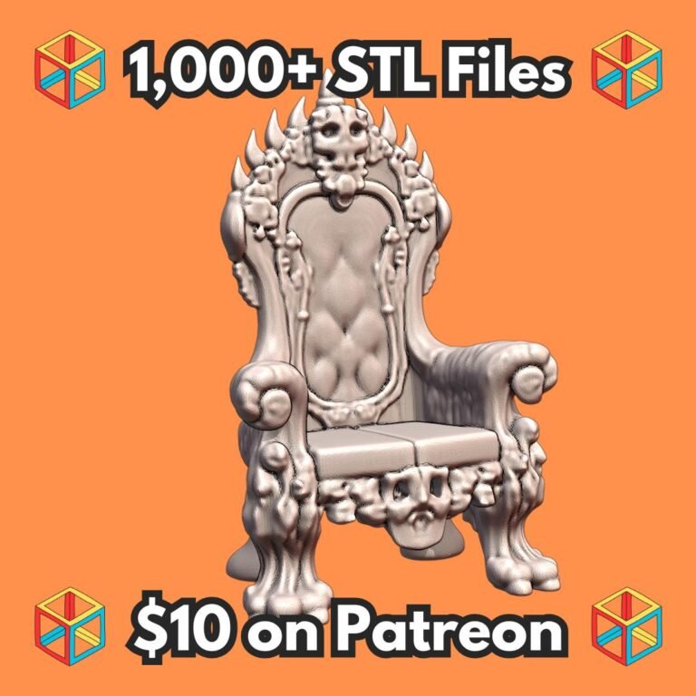 28mm DND Ornate Menacing Sinister Skull Throne Model MineeForm FDM 3D Print STL File