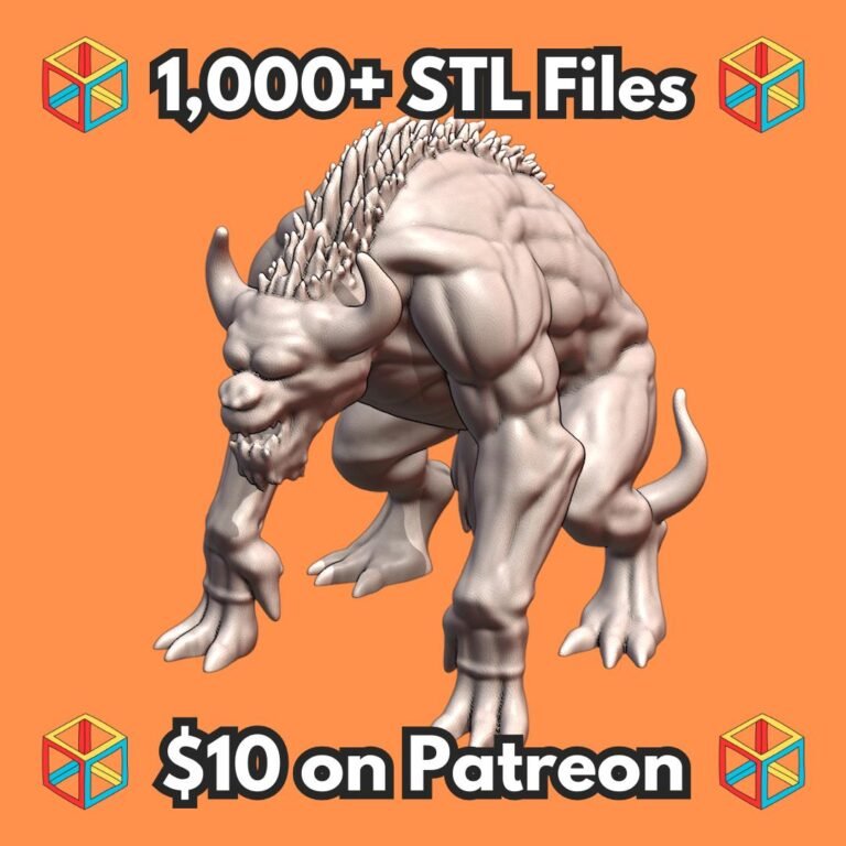 28mm DND Powerful Brutal Beastly Ferocious Creature with Horns MineeForm FDM 3D Print STL File