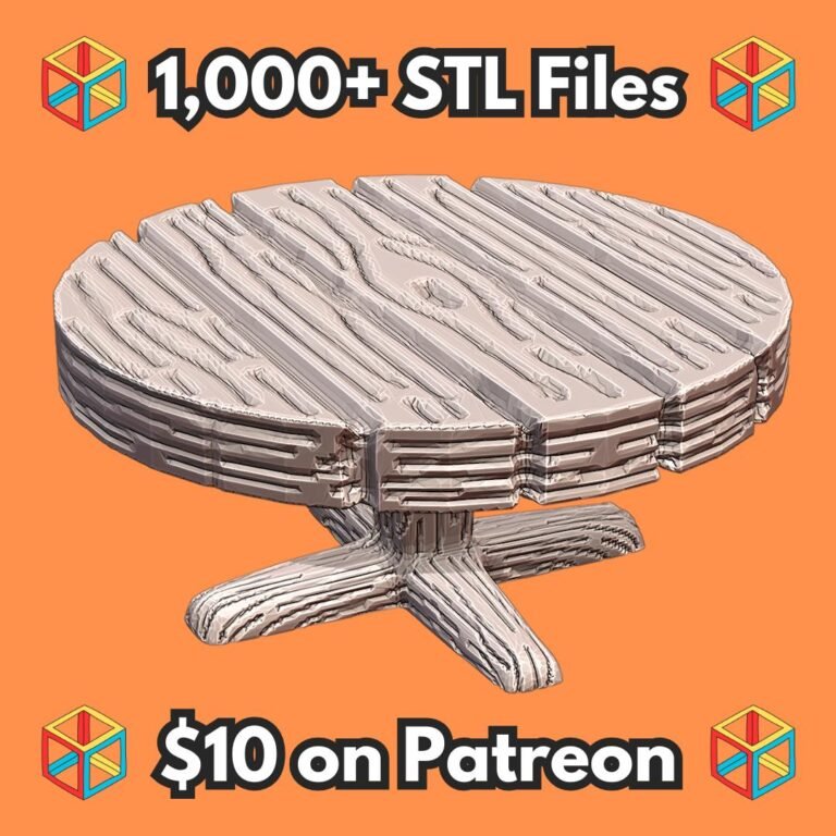 28mm DND Round Table Fantasy Terrain Miniature for Tavern Scenes MineeForm FDM 3D Print STL File