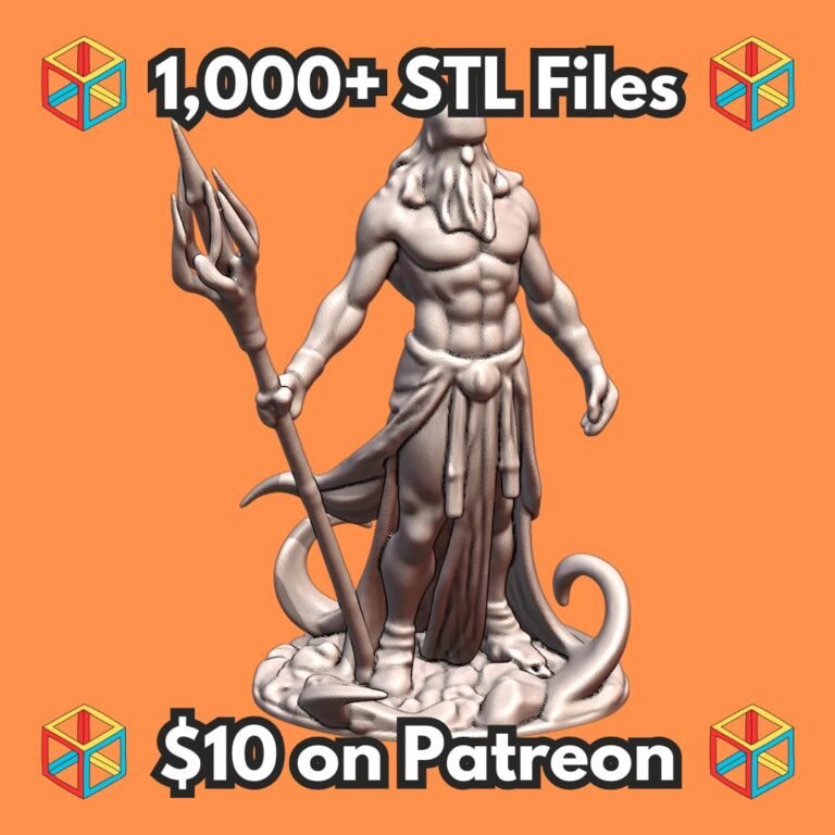 28mm DND Sea God Fantasy Miniature MineeForm FDM 3D Print STL File