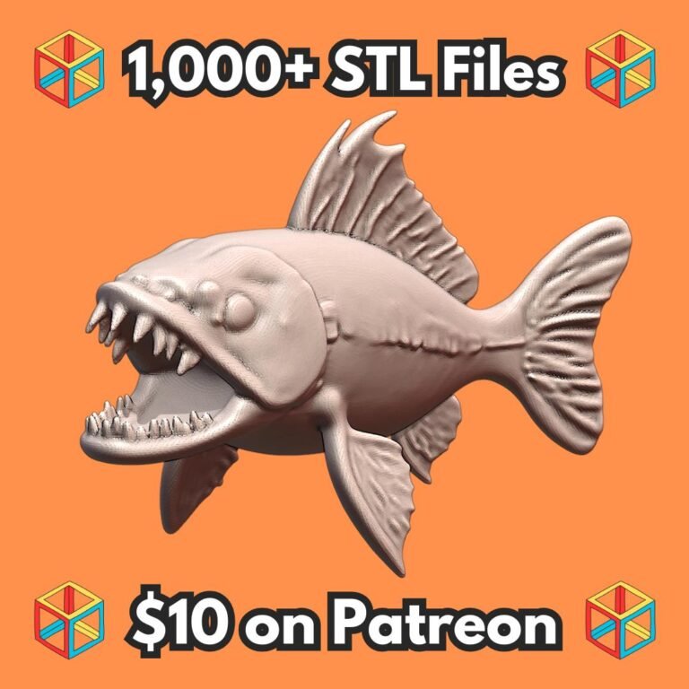 28mm DND Sharp-Toothed Bloodthirsty Predator Fish Fantasy Miniature MineeForm FDM 3D Print STL File