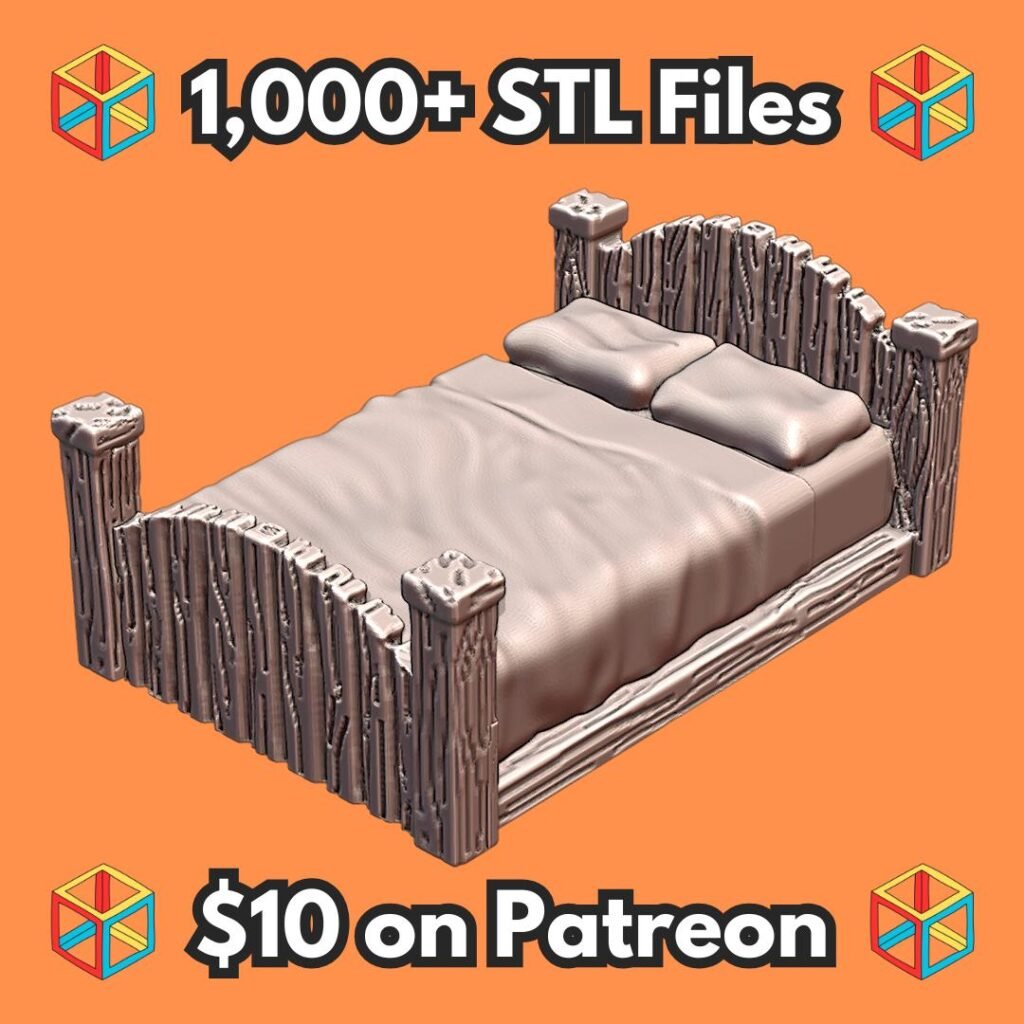 28mm DND Simple Wooden Tavern Bed Fantasy Terrain Miniature for Tabletop Gaming MineeForm FDM 3D Print STL File