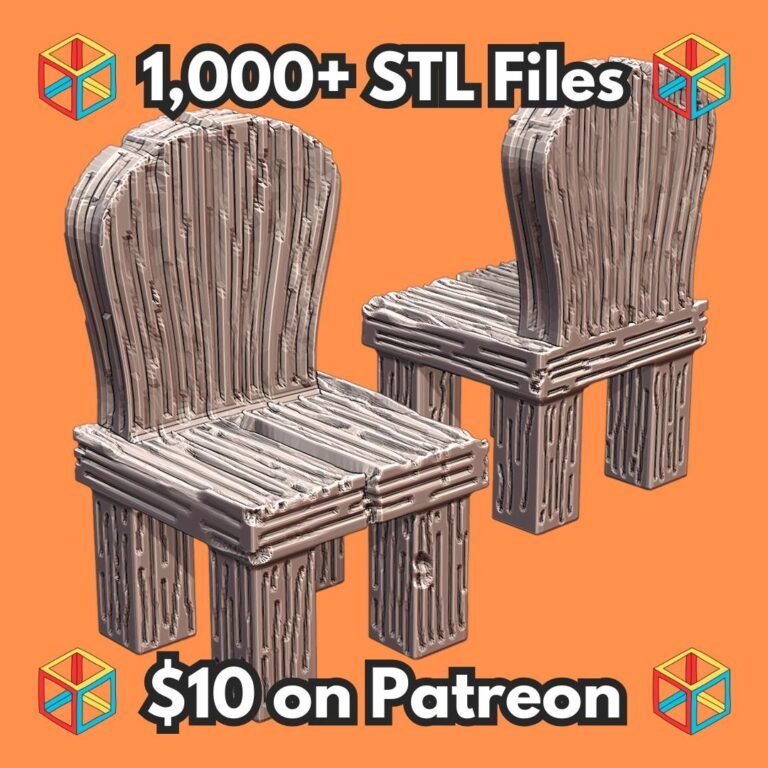 28mm DND Simple Wooden Tavern Chair Fantasy Terrain Miniature for Tabletop Gaming MineeForm FDM 3D Print STL File