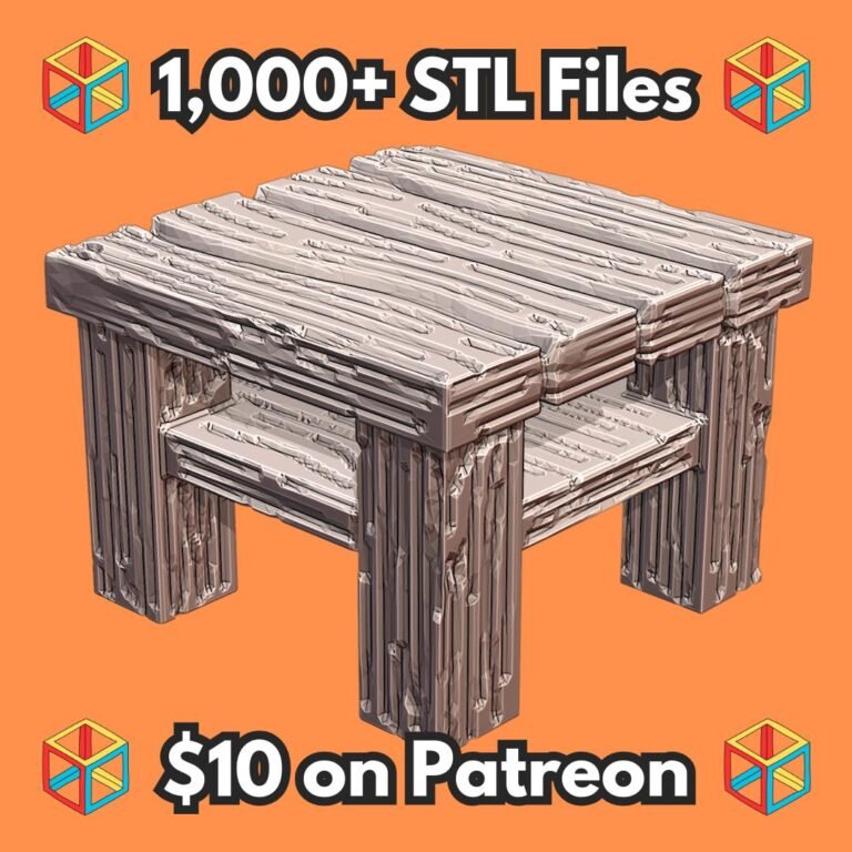 28mm DND Square Wooden Tavern Table Fantasy Terrain Miniature for Tabletop Gaming MineeForm FDM 3D Print STL File