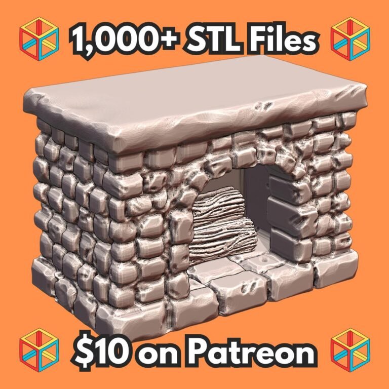 28mm DND Stone Fireplace Fantasy Terrain Miniature for Tavern Scenes MineeForm FDM 3D Print STL File