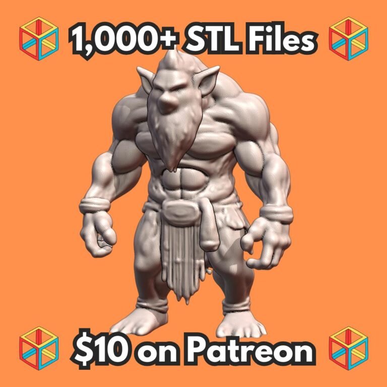28mm DND Troll Berserker Brute with Large Arms Fantasy Miniature MineeForm FDM 3D Print STL File