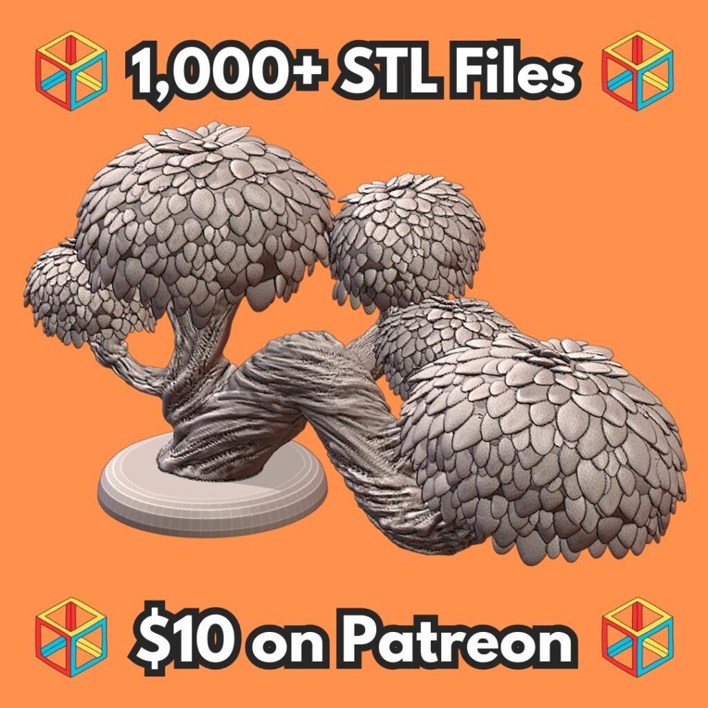 28mm DND Wind Bent Ancient Tree Terrain Miniature MineeForm FDM 3D Print STL File