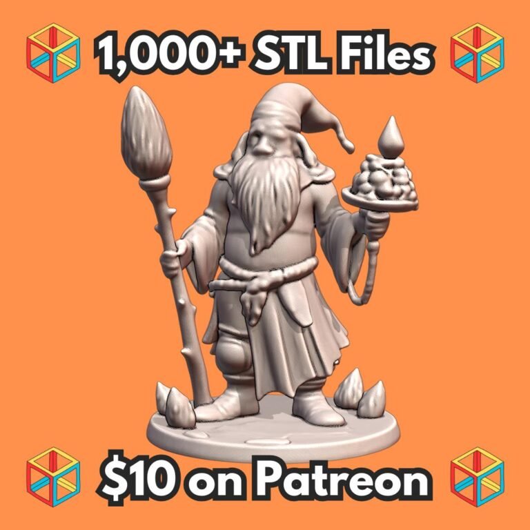28mm DND Wise Old Wizard with Staff Fantasy Miniature MineeForm FDM 3D Print STL File