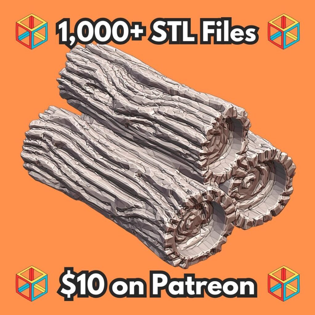 28mm DND Wooden Log Fantasy Terrain Miniature for Tabletop Gaming MineeForm FDM 3D Print STL File