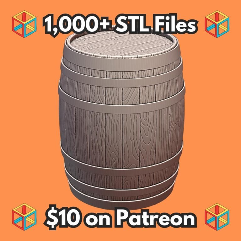 28mm Fantasy Mini Highly Detailed Medieval Wine Barrel for DND Tabletop Wargame Terrain MineeForm FDM 3D Print STL File