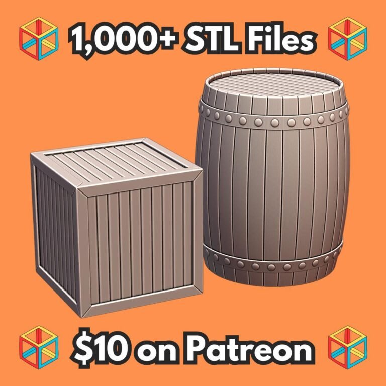 28mm Fantasy Mini Miniature Barrel and Crate for DND Tabletop Wargame Terrain MineeForm FDM 3D Print STL File