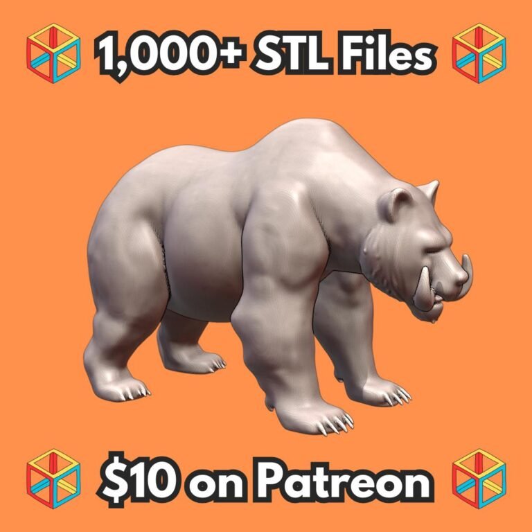 28mm Sci-Fi Beastly War Bear Miniature for DND Expeditions MineeForm FDM 3D Print STL File