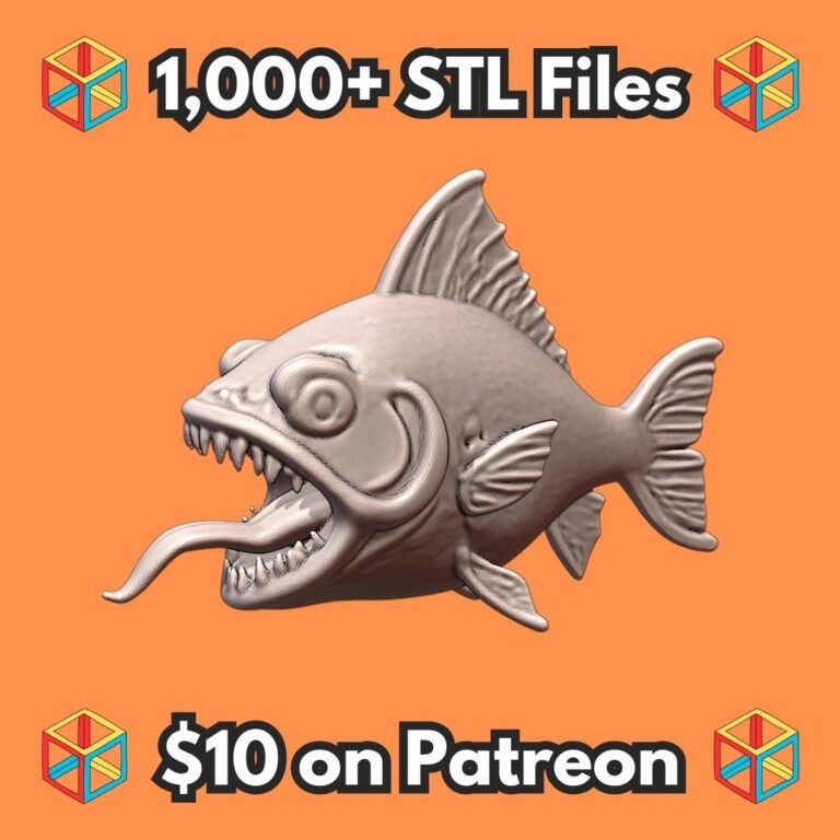 28mm Sci-Fi Mutant Fish with Fangs for DND Encounters MineeForm FDM 3D Print STL File