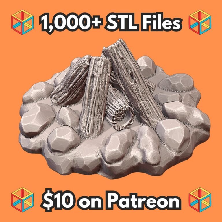 28mm Wood Pile Campfire Miniature for Fantasy RPG Terrain MineeForm FDM 3D Print STL File