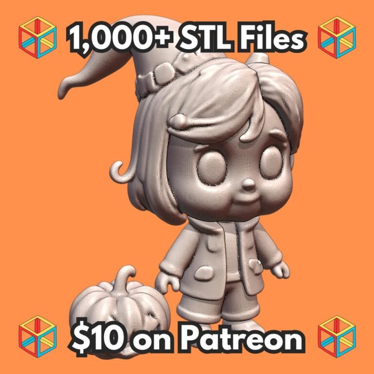 Adorable Halloween Witch Child with Jack-O-Lantern MineeForm FDM 3D Print STL File