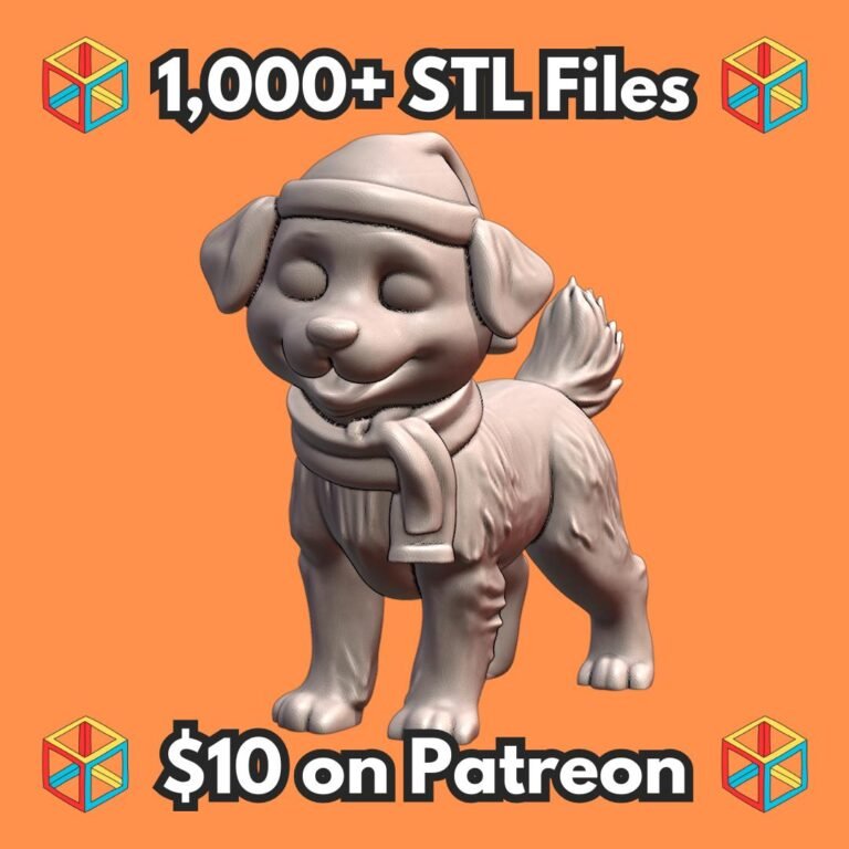 Christmas Puppy with Santa Hat and Cozy Scarf for Holiday Display MineeForm FDM 3D Print STL File