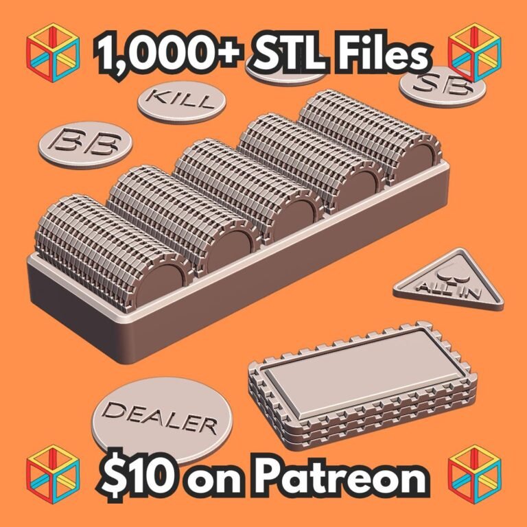 Comprehensive Poker Set with Standard American Sized Chips Racks and Accessories MineeForm FDM 3D Print STL File