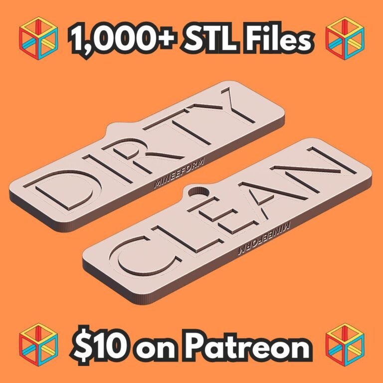 Dishwasher Clean Dirty Sign with 8mm x 2mm Magnet MineeForm FDM 3D Print STL File
