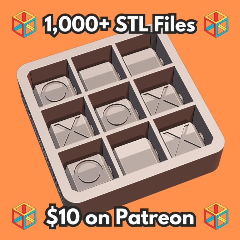 Durable Print-in-Place Portable Tic Tac Toe Game MineeForm FDM 3D Print STL File