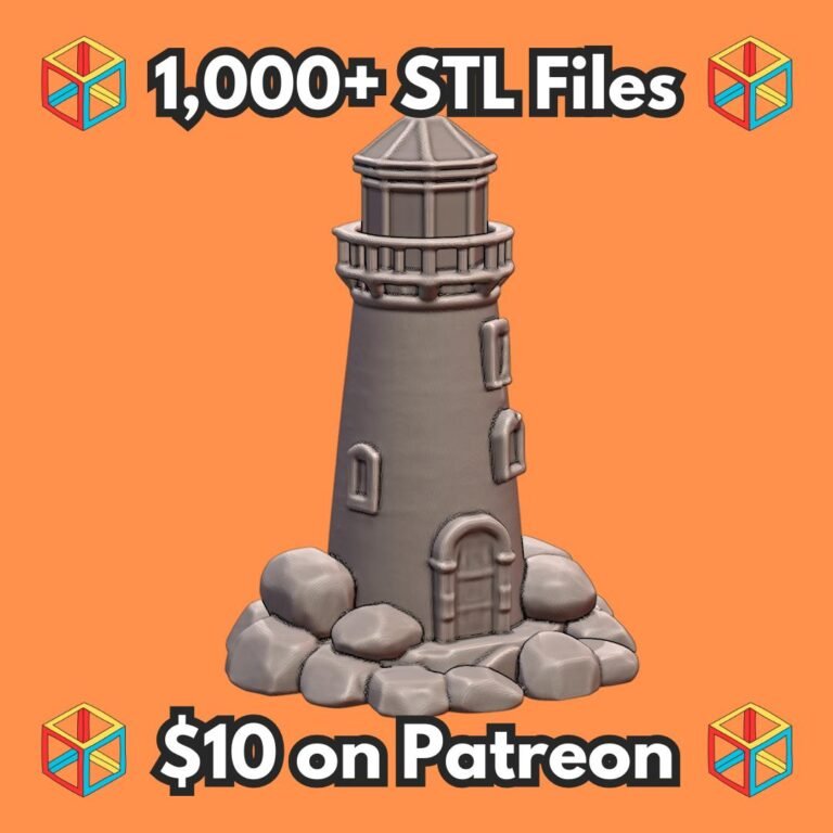 Fairy Garden Lighthouse with Rustic Stone Base for Coastal Scenes MineeForm FDM 3D Print STL File