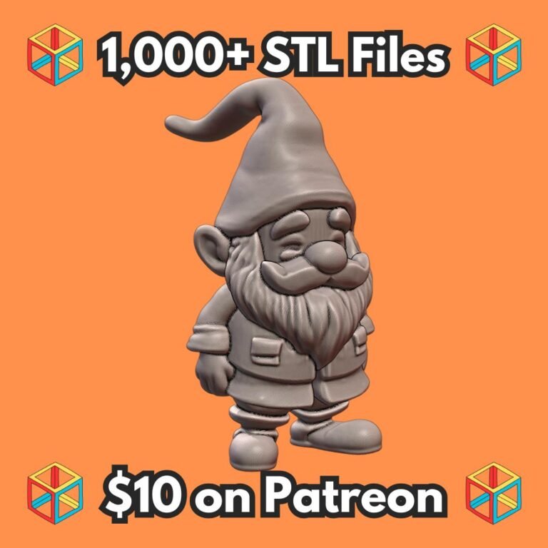 Fairy Garden Whimsical Gnome Statue with Tall Hat MineeForm FDM 3D Print STL File