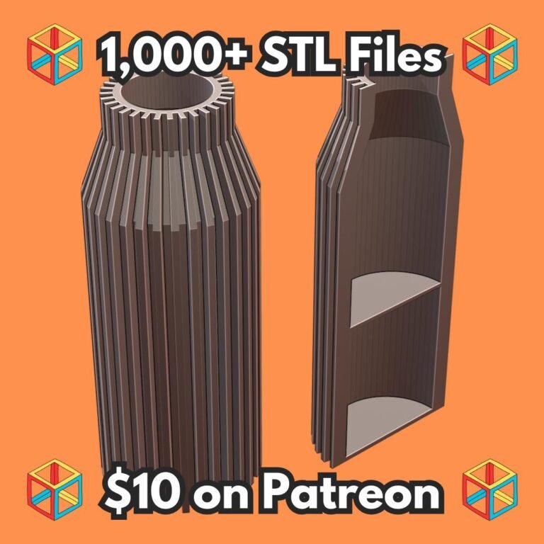 Fluted Tall Vase with Hidden Compartment for Valuables (Requires Pausing During Print) MineeForm FDM 3D Print STL File