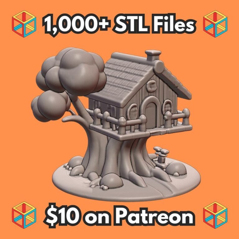 Garden Statue Whimsical Treehouse with Wrap-Around Deck MineeForm FDM 3D Print STL File