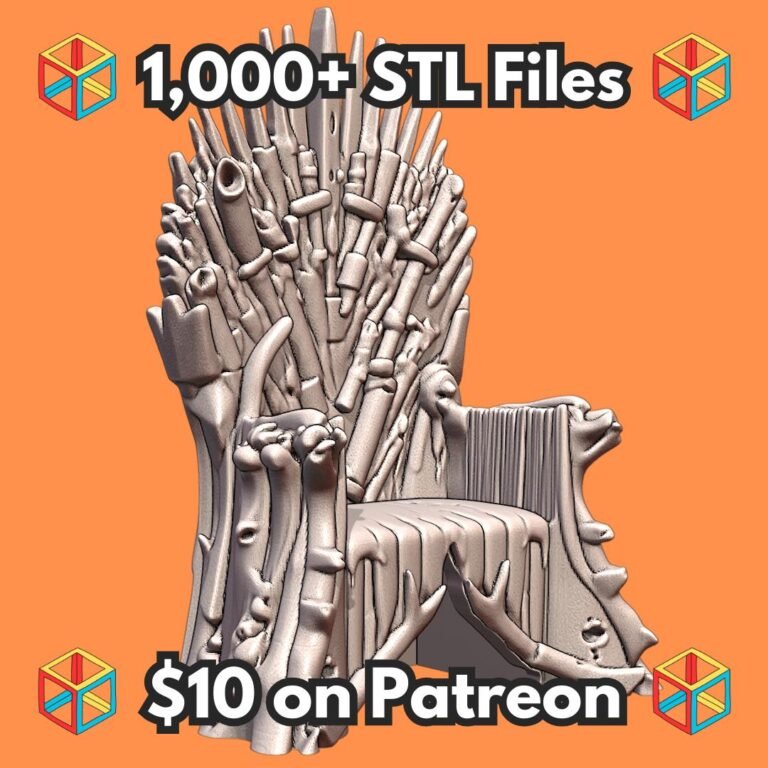 Intricately Designed Fantasy Throne Chair with Sword Motif MineeForm FDM 3D Print STL File