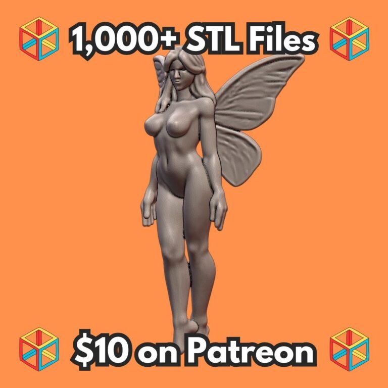 NSFW Curvy Nude Fairy Woman Figurine with Wings MineeForm FDM 3D Print STL File