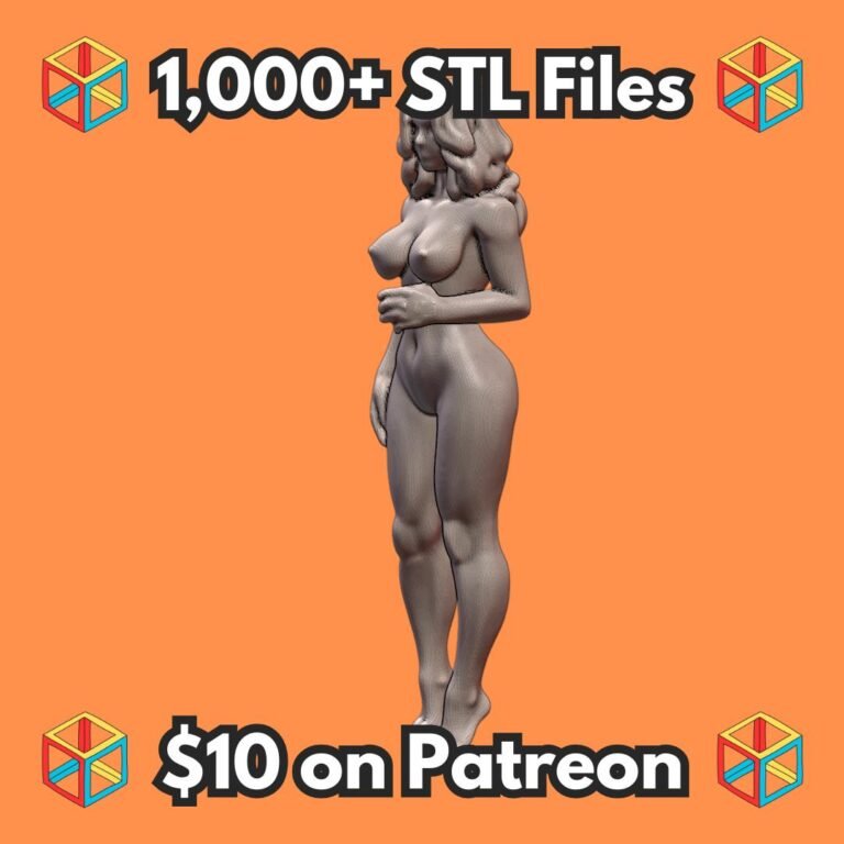 NSFW Stylized Thick Nude Woman Model in Thoughtful Pose MineeForm FDM 3D Print STL File