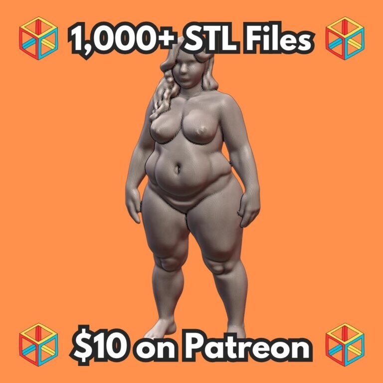 NSFW Thick Curvy Voluptuous Female Nude Figurine in Natural Pose MineeForm FDM 3D Print STL File