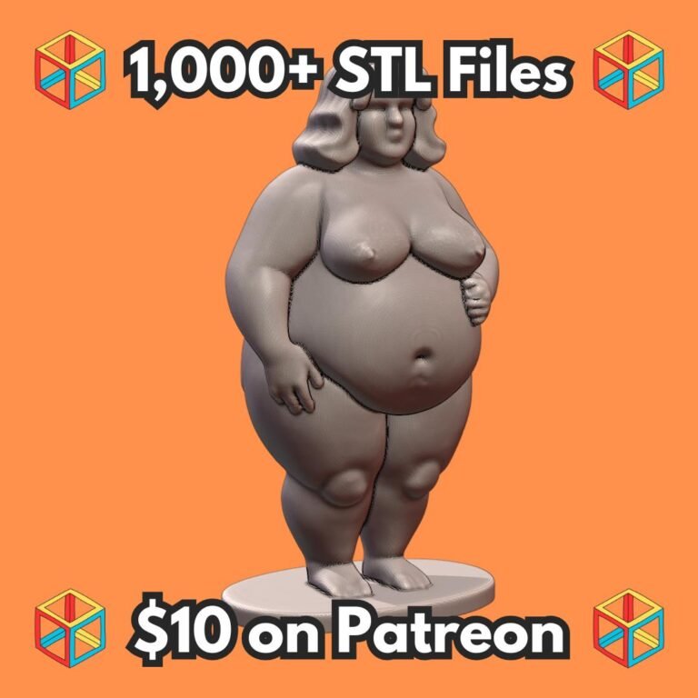 NSFW Voluptuous Female Nude Figurine with Hand on Belly MineeForm FDM 3D Print STL File