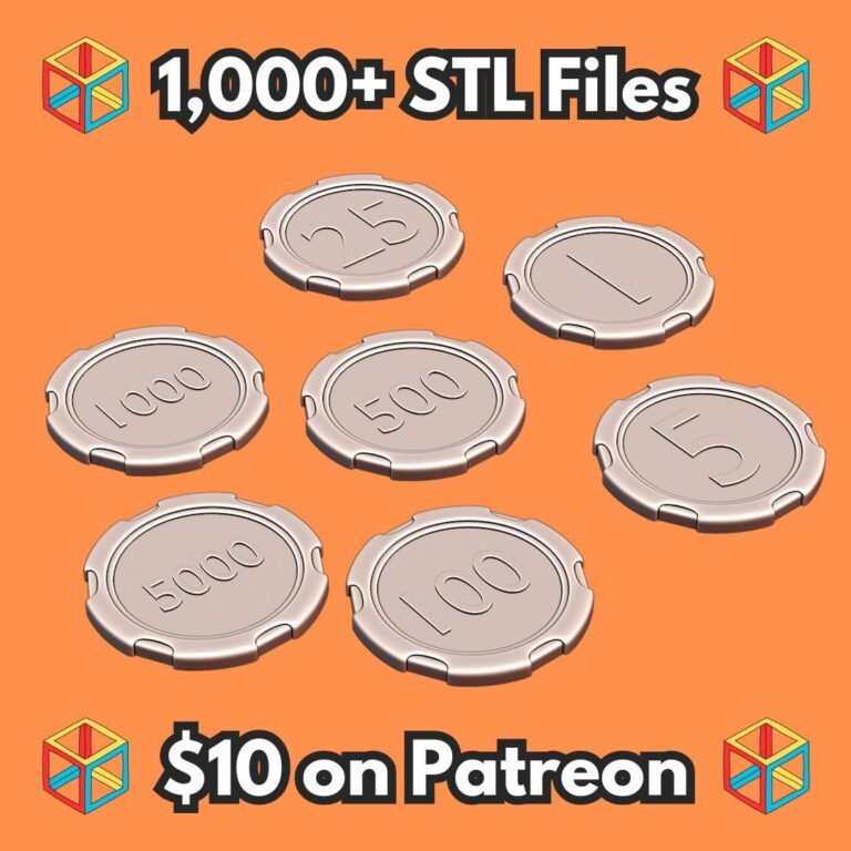 Poker Chip Set with Denominations from 1 to 5000 for Casino Gaming MineeForm FDM 3D Print STL File