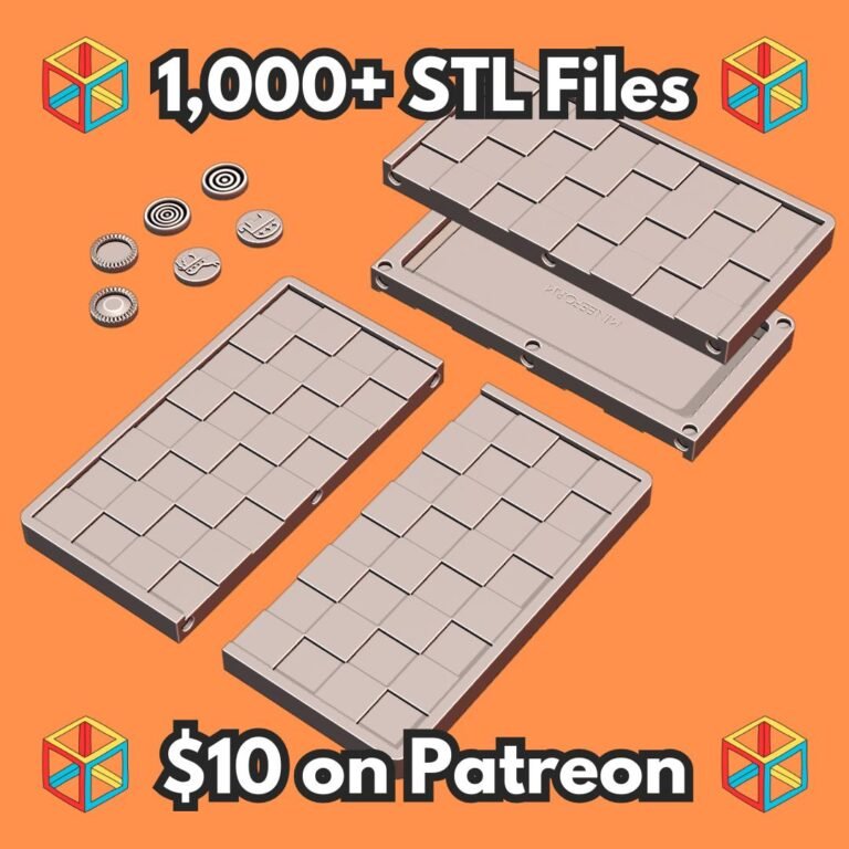 Portable Checker Set with Magnetic Board and Themed Game Pieces (8mm x 2mm Magnets) MineeForm FDM 3D Print STL File