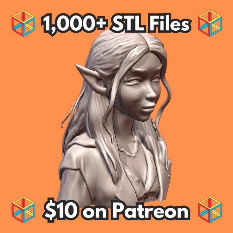 Quarter Scale Elegant Elf Maiden Bust for Fantasy Decor MineeForm FDM 3D Print STL File