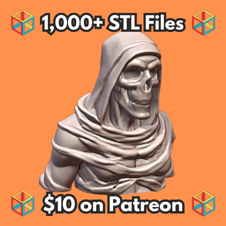 Quarter Scale Grim Reaper Skull Bust Collectible MineeForm FDM 3D Print STL File