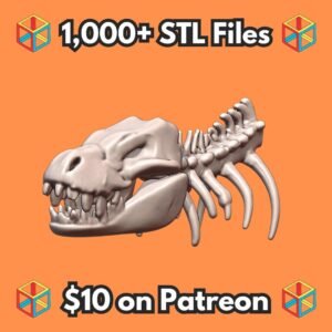 Quarter Scale Reptilian Skeleton Trophy Wall Sculpture MineeForm FDM 3D Print STL File